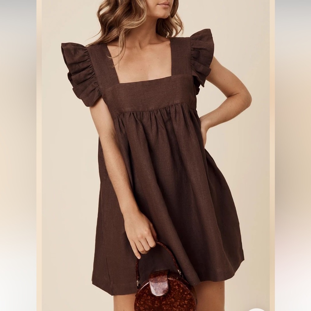Brown Linen Posse Dress - Jude